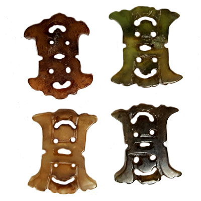 JADE SMALL PENDANT LUCKY 22X28MM BROWN (4 PCS)